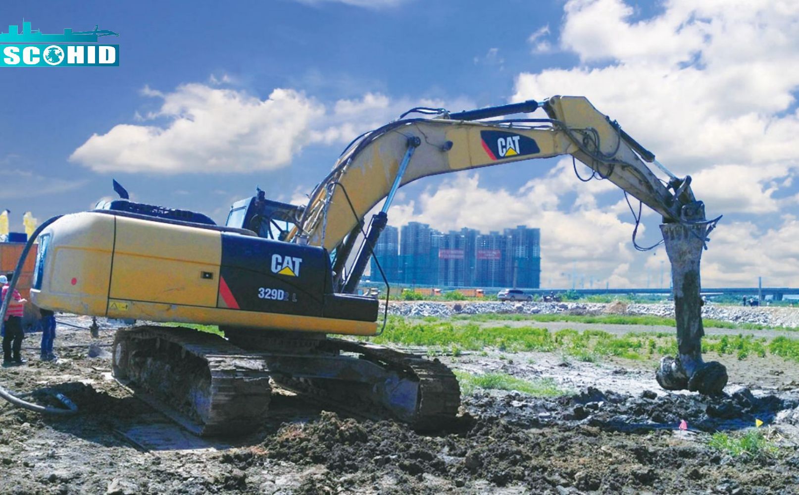 Equipamento de mistura de energia com tanques de pó para solidificação de lodo e estabilização de solo