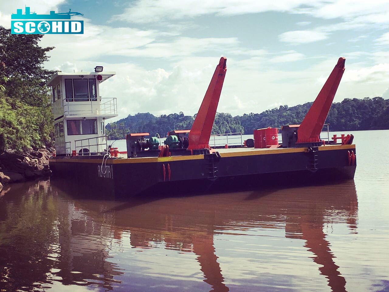 Barcaça de 30m de tamanho médio com capacidade de carga de 250t Barcaça de transporte de equipamentos para transporte de cargas no lago/rio/mar