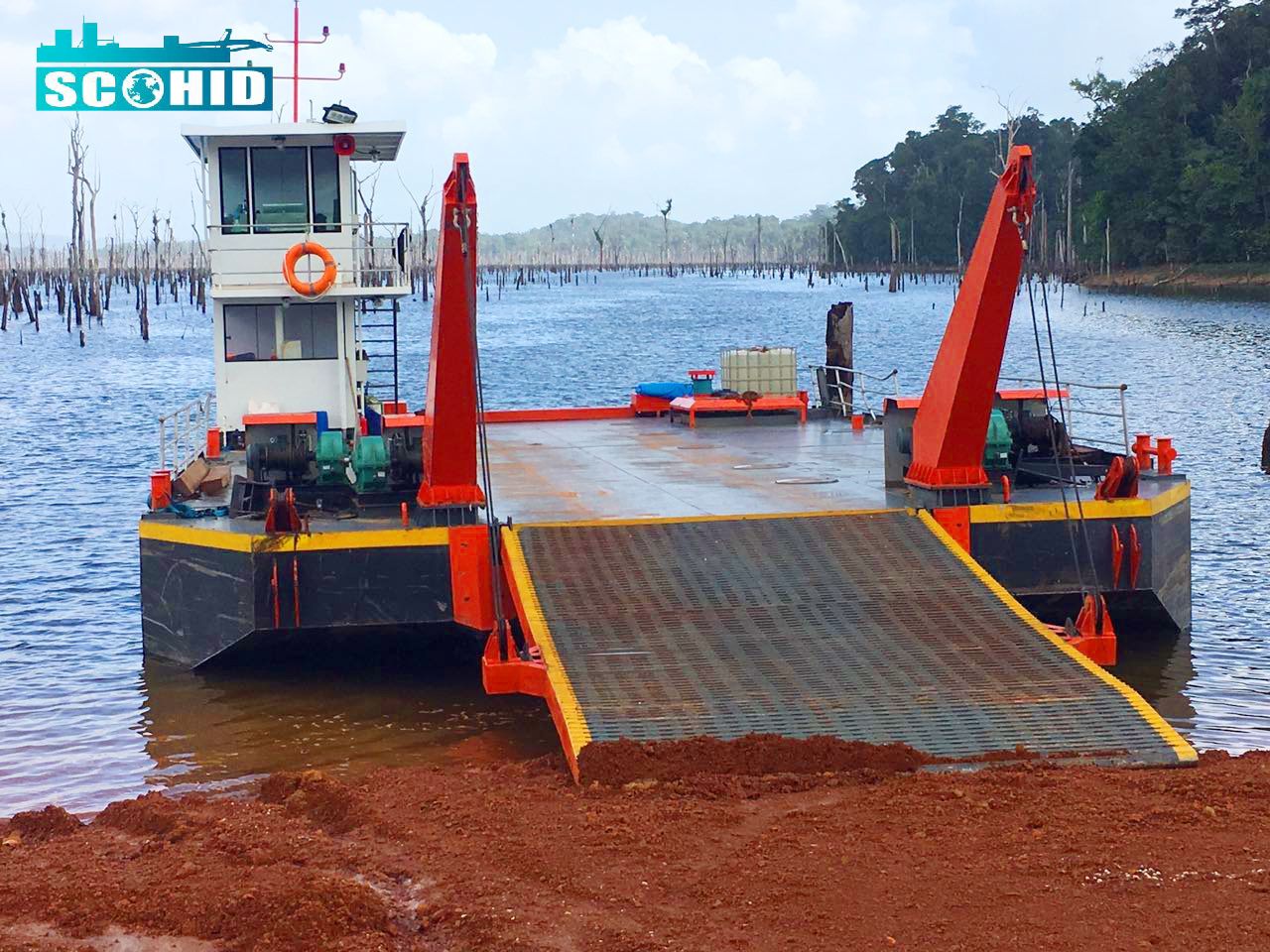 Barcaça de 30m de tamanho médio com capacidade de carga de 250t Barcaça de transporte de equipamentos para transporte de cargas no lago/rio/mar