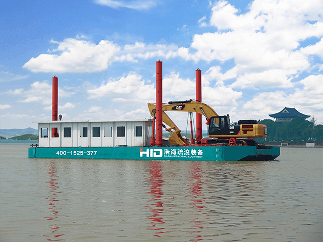 Alta eficiência e proteção ambiental Equipamento transportador de escavadeira de bom custo/barcaça para mineração de areia retroescavadeira no rio