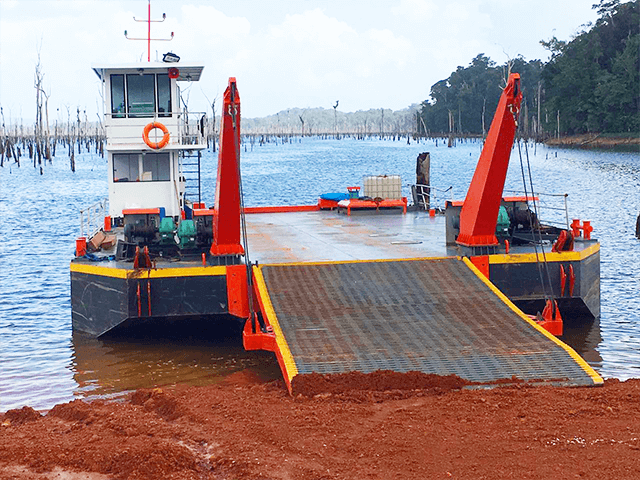 Barcaça de plataforma de aço/ barcaça de transporte de fundo plano Barcaça de carga de transporte marítimo